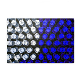 Пазл магнитный 126 элементов с принтом GGGelt , полимерный материал с магнитным слоем | 126 деталей, размер изделия —  180*270 мм | abstraction | blue | circles | light | shapes | white | абстракция | белый | круги | свет | синий | формы