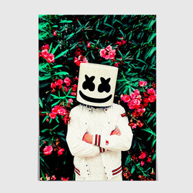 Постер с принтом MARSHMELLO ROSES , 100% бумага
 | бумага, плотность 150 мг. Матовая, но за счет высокого коэффициента гладкости имеет небольшой блеск и дает на свету блики, но в отличии от глянцевой бумаги не покрыта лаком | fortnite | marshmallo | marshmallow | marshmello | marshmellow | маршмелло | маршмеллоу | розы | фортнайт