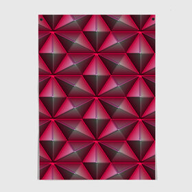 Постер с принтом Aral , 100% бумага
 | бумага, плотность 150 мг. Матовая, но за счет высокого коэффициента гладкости имеет небольшой блеск и дает на свету блики, но в отличии от глянцевой бумаги не покрыта лаком | abstraction | lines | red | shapes | surface | triangles | абстракция | красный | линии | поверхность | треугольники | формы