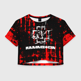 Женская футболка Crop-top 3D с принтом Rammstein. , 100% полиэстер | круглая горловина, длина футболки до линии талии, рукава с отворотами | music | rammstein | rock | индастриал метал | метал группа | музыка | музыкальная группа | немецкая метал группа | рамштайн | рок | хард рок