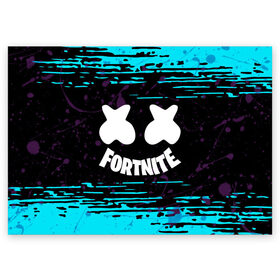 Поздравительная открытка с принтом FORTNITE MARSHMELLO. , 100% бумага | плотность бумаги 280 г/м2, матовая, на обратной стороне линовка и место для марки
 | Тематика изображения на принте: archetype | fortnite | fortnite x | game | ikonik | marshmello | raven | архетип | ворон | игра | иконик | маршмелло | фортнайт