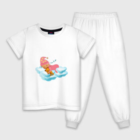 Детская пижама хлопок с принтом Малышка спит на облаке , 100% хлопок |  брюки и футболка прямого кроя, без карманов, на брюках мягкая резинка на поясе и по низу штанин
 | 
