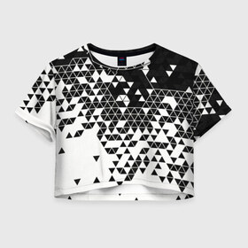 Женская футболка Crop-top 3D с принтом Векторные фигуры , 100% полиэстер | круглая горловина, длина футболки до линии талии, рукава с отворотами | абстракция | белое | вектор | геометрические фигуры | геометрия | градиент | минимализм | ромб | ромбы | треугольники | фигуры | чернобелое | черное