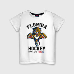Детская футболка хлопок с принтом FLORIDA PANTERS NHL , 100% хлопок | круглый вырез горловины, полуприлегающий силуэт, длина до линии бедер | cat | florida | hockey | ice | nhl | panters | sport | usa | кошки | нхл | пантеры | спорт | сша | флорида | хоккей