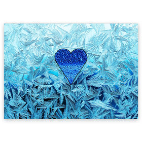 Поздравительная открытка с принтом Ледяное сердце , 100% бумага | плотность бумаги 280 г/м2, матовая, на обратной стороне линовка и место для марки
 | christmas | frozen | new year | snow | winter | влюбленные | дед мороз | зима | зимний | лед | любимая жена | любовь | мама | новый год | подарок | рождество | сердечки | снег | снежинки | снежная королева | узоры