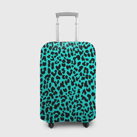 Чехол для чемодана 3D с принтом ЛАЗУРНЫЙ ЛЕОПАРД , 86% полиэфир, 14% спандекс | двустороннее нанесение принта, прорези для ручек и колес | гепард | гламур | животные | камуфляж | лазурь | леопард | морской | паттерн | пятна | синий