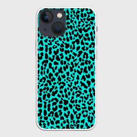 Чехол для iPhone 13 mini с принтом ЛАЗУРНЫЙ ЛЕОПАРД ,  |  | гепард | гламур | животные | камуфляж | лазурь | леопард | морской | паттерн | пятна | синий