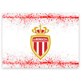 Поздравительная открытка с принтом MONACO. , 100% бумага | плотность бумаги 280 г/м2, матовая, на обратной стороне линовка и место для марки
 | fc | football | football club | france | monaco | sport | нико ковач | спорт | уефа | униформа | фк | фк монако | франция | французская лига 1 | французский футбольный клуб | футбол | фут