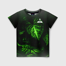 Детская футболка 3D с принтом Листья зеленые CODE ERROR 404 , 100% гипоаллергенный полиэфир | прямой крой, круглый вырез горловины, длина до линии бедер, чуть спущенное плечо, ткань немного тянется | 404 | code | error | зеленые | листья