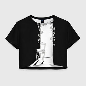 Женская футболка Crop-top 3D с принтом Запертые цветы , 100% полиэстер | круглая горловина, длина футболки до линии талии, рукава с отворотами | 