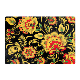 Магнитный плакат 3Х2 с принтом Хохлома , Полимерный материал с магнитным слоем | 6 деталей размером 9*9 см | Тематика изображения на принте: арт | вектор | желтый | зеленый | золотой | красный | народный рисунок | рисунок | хохлома | цветок | цветы | чёрный
