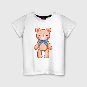 Детская футболка хлопок с принтом Pixel Bear , 100% хлопок | круглый вырез горловины, полуприлегающий силуэт, длина до линии бедер | bear | pixel | pixel bear | медведь | милый медведь | милый мишка | мишка | пиксельный медведь | пиксельный плюшевый мишка | плюшевый медведь | плюшевый мишка