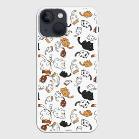 Чехол для iPhone 13 mini с принтом Котята паттерн ,  |  | белый кот | кот | котики паттерн | коты паттерн | котята | котята паттерн | много котиков | много котов | паттерн | рыжий кот | черный кот