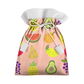 Подарочный 3D мешок с принтом Фруктики , 100% полиэстер | Размер: 29*39 см | Тематика изображения на принте: авокадо | ананас | апельсин | арбуз | виноград | груша | лимон | фрукт