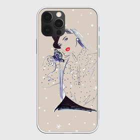 Чехол для iPhone 12 Pro Max с принтом Девушка , Силикон |  | Тематика изображения на принте: бежевый | гламур | девушка | звезда | красивая | мода | снежинка | фэшн