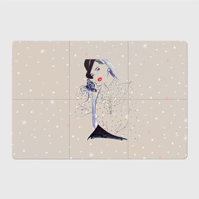 Магнитный плакат 3Х2 с принтом Девушка , Полимерный материал с магнитным слоем | 6 деталей размером 9*9 см | Тематика изображения на принте: бежевый | гламур | девушка | звезда | красивая | мода | снежинка | фэшн