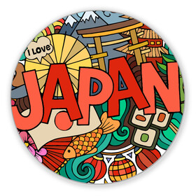 Коврик для мышки круглый с принтом Япония , резина и полиэстер | круглая форма, изображение наносится на всю лицевую часть | азия | аниме | гора | гора фудзи | кимоно | китай | манга | сакура | суши | фудзияма | цунами | япония