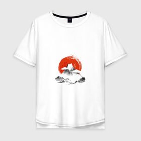 Мужская футболка хлопок Oversize с принтом Гора Фудзи , 100% хлопок | свободный крой, круглый ворот, “спинка” длиннее передней части | азия | аниме | гора | гора фудзи | кимоно | китай | манга | сакура | суши | фудзияма | цунами | япония