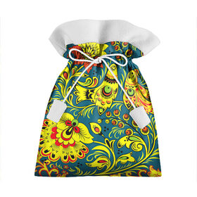 Подарочный 3D мешок с принтом Хохлома , 100% полиэстер | Размер: 29*39 см | арт | вектор | желтый | зеленый | золотой | красный | народный рисунок | рисунок | синий | хохлома | цветок | цветы | чёрный | ягода | ягоды