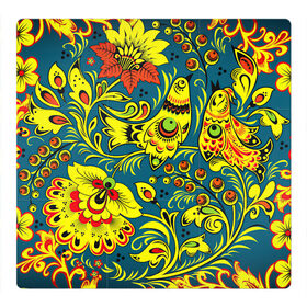 Магнитный плакат 3Х3 с принтом Хохлома , Полимерный материал с магнитным слоем | 9 деталей размером 9*9 см | арт | вектор | желтый | зеленый | золотой | красный | народный рисунок | рисунок | синий | хохлома | цветок | цветы | чёрный | ягода | ягоды