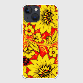 Чехол для iPhone 13 mini с принтом Хохлома ,  |  | арт | вектор | желтый | зеленый | золотой | красный | народный рисунок | рисунок | хохлома | цветок | цветы | чёрный | ягода | ягоды