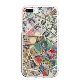 Чехол для iPhone 7Plus/8 Plus матовый с принтом Деньги , Силикон | Область печати: задняя сторона чехла, без боковых панелей | Тематика изображения на принте: арт | банкноты | валюта | деньги | доллары | зеленый | иена | красный | серый | синий | фунт стерлингов | юани