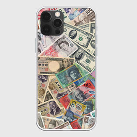 Чехол для iPhone 12 Pro Max с принтом Деньги , Силикон |  | арт | банкноты | валюта | деньги | доллары | зеленый | иена | красный | серый | синий | фунт стерлингов | юани