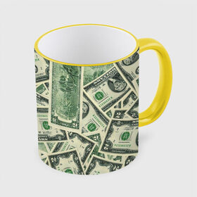 Кружка с полной запечаткой с принтом Доллар , керамика | ёмкость 330 мл | Тематика изображения на принте: 100 долларов | арт | банкноты | валюта | деньги | доллар | зеленый | рисунок | сто | сто долларов