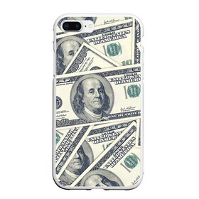 Чехол для iPhone 7Plus/8 Plus матовый с принтом Доллары , Силикон | Область печати: задняя сторона чехла, без боковых панелей | Тематика изображения на принте: 100 долларов | арт | банкноты | валюта | деньги | доллары | зеленый | зелень | сто | сто долларов