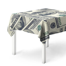 Скатерть 3D с принтом Доллары , 100% полиэстер (ткань не мнется и не растягивается) | Размер: 150*150 см | 100 долларов | арт | банкноты | валюта | деньги | доллары | зеленый | зелень | сто | сто долларов