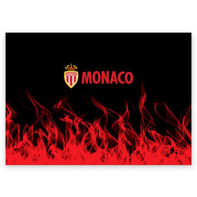 Поздравительная открытка с принтом MONACO. , 100% бумага | плотность бумаги 280 г/м2, матовая, на обратной стороне линовка и место для марки
 | fc | football | football club | france | monaco | sport | нико ковач | спорт | уефа | униформа | фк | фк монако | франция | французская лига 1 | французский футбольный клуб | футбол | фут