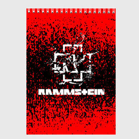 Скетчбук с принтом Rammstein. , 100% бумага
 | 48 листов, плотность листов — 100 г/м2, плотность картонной обложки — 250 г/м2. Листы скреплены сверху удобной пружинной спиралью | music | rammstein | rock | индастриал метал | метал группа | музыка | музыкальная группа | немецкая метал группа | рамштайн | рок | хард рок