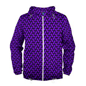 Мужская ветровка 3D с принтом Dorri , 100% полиэстер | подол и капюшон оформлены резинкой с фиксаторами, два кармана без застежек по бокам, один потайной карман на груди | Тематика изображения на принте: abstraction | pattern | purple | shapes | абстракция | паттерн | фиолетовый | формы