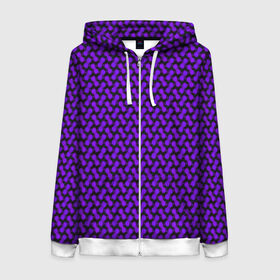 Женская толстовка 3D на молнии с принтом Dorri , 100% полиэстер | длина до линии бедра, манжеты и пояс оформлены мягкой тканевой резинкой, двухслойный капюшон со шнурком для регулировки, спереди молния, по бокам два кармана | abstraction | pattern | purple | shapes | абстракция | паттерн | фиолетовый | формы