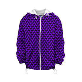Детская куртка 3D с принтом Dorri , 100% полиэстер | застежка — молния, подол и капюшон оформлены резинкой с фиксаторами, по бокам — два кармана без застежек, один потайной карман на груди, плотность верхнего слоя — 90 г/м2; плотность флисового подклада — 260 г/м2 | abstraction | pattern | purple | shapes | абстракция | паттерн | фиолетовый | формы