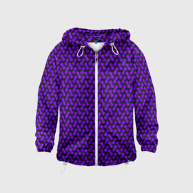 Детская ветровка 3D с принтом Dorri , 100% полиэстер | подол и капюшон оформлены резинкой с фиксаторами, по бокам два кармана без застежек, один потайной карман на груди | Тематика изображения на принте: abstraction | pattern | purple | shapes | абстракция | паттерн | фиолетовый | формы