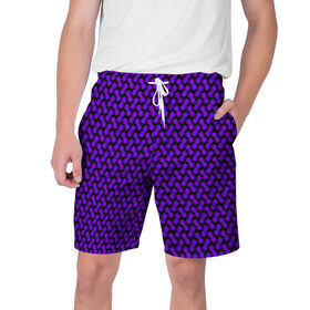 Мужские шорты 3D с принтом Dorri ,  полиэстер 100% | прямой крой, два кармана без застежек по бокам. Мягкая трикотажная резинка на поясе, внутри которой широкие завязки. Длина чуть выше колен | abstraction | pattern | purple | shapes | абстракция | паттерн | фиолетовый | формы
