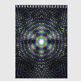 Скетчбук с принтом Illusion , 100% бумага
 | 48 листов, плотность листов — 100 г/м2, плотность картонной обложки — 250 г/м2. Листы скреплены сверху удобной пружинной спиралью | abstraction | colorful | illusion | pattern | stereo | абстракция | иллюзия | разноцветный | стерео | узор