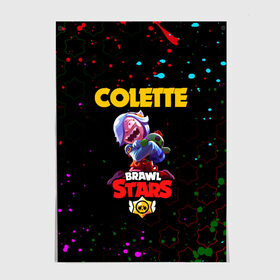 Постер с принтом BRAWL STARS COLETTE. , 100% бумага
 | бумага, плотность 150 мг. Матовая, но за счет высокого коэффициента гладкости имеет небольшой блеск и дает на свету блики, но в отличии от глянцевой бумаги не покрыта лаком | 8 bit | brawl stars | colette | crow | gale | leon | max | mecha | mecha crow | mr.p | sally leon | shark | tara | virus 8 bit | werewolf leon | акула | берли | бравл старс | ворон | коллет | макс | оборотень