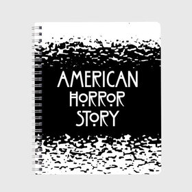 Тетрадь с принтом American Horror Story. , 100% бумага | 48 листов, плотность листов — 60 г/м2, плотность картонной обложки — 250 г/м2. Листы скреплены сбоку удобной пружинной спиралью. Уголки страниц и обложки скругленные. Цвет линий — светло-серый
 | Тематика изображения на принте: american horror story | netflix | американ хоррор стори | американская история ужасов | драма | загадочные события | кино | мини сериал | нетфликс | очень странные дела | сериалы | триллер | ужасы | фантастика