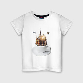 Детская футболка хлопок с принтом Moscow in a cup , 100% хлопок | круглый вырез горловины, полуприлегающий силуэт, длина до линии бедер | art | design | moscow | travel | арт | дизайн | москва | путешествия | чашка