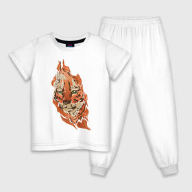 Детская пижама хлопок с принтом Тигр , 100% хлопок |  брюки и футболка прямого кроя, без карманов, на брюках мягкая резинка на поясе и по низу штанин
 | Тематика изображения на принте: fire | orange | red | tiger | огонь | рыжий