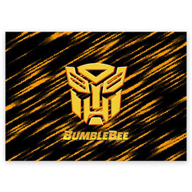 Поздравительная открытка с принтом Bumblebee. , 100% бумага | плотность бумаги 280 г/м2, матовая, на обратной стороне линовка и место для марки
 | Тематика изображения на принте: автобот разведчик | автоботы | бамблби | боевик | кино | кино трансформеры | персонаж вселенной трансформеров | приключения | трансформеры | фантастика | фильмы