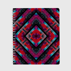 Тетрадь с принтом Monna , 100% бумага | 48 листов, плотность листов — 60 г/м2, плотность картонной обложки — 250 г/м2. Листы скреплены сбоку удобной пружинной спиралью. Уголки страниц и обложки скругленные. Цвет линий — светло-серый
 | Тематика изображения на принте: colorful | geometric | kaleidoscope | mosaic | pattern | rhombuses | squares | геометрический | калейдоскоп | квадраты | мозаика | разноцветный | ромбы | узор