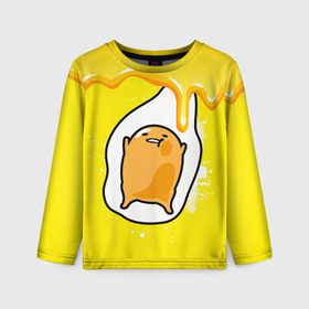 Детский лонгслив 3D с принтом Gudetama , 100% полиэстер | длинные рукава, круглый вырез горловины, полуприлегающий силуэт
 | gudetama | анимешное яйцо | гудетама | желток | стекающее яйцо | яичница