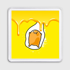 Магнит 55*55 с принтом Gudetama , Пластик | Размер: 65*65 мм; Размер печати: 55*55 мм | Тематика изображения на принте: gudetama | анимешное яйцо | гудетама | желток | стекающее яйцо | яичница