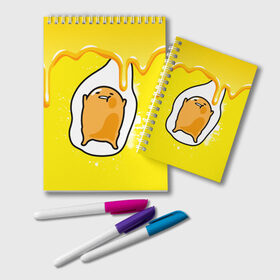 Блокнот с принтом Gudetama , 100% бумага | 48 листов, плотность листов — 60 г/м2, плотность картонной обложки — 250 г/м2. Листы скреплены удобной пружинной спиралью. Цвет линий — светло-серый
 | gudetama | анимешное яйцо | гудетама | желток | стекающее яйцо | яичница