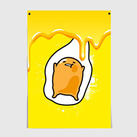 Постер с принтом Gudetama , 100% бумага
 | бумага, плотность 150 мг. Матовая, но за счет высокого коэффициента гладкости имеет небольшой блеск и дает на свету блики, но в отличии от глянцевой бумаги не покрыта лаком | gudetama | анимешное яйцо | гудетама | желток | стекающее яйцо | яичница