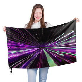 Флаг 3D с принтом Rollo , 100% полиэстер | плотность ткани — 95 г/м2, размер — 67 х 109 см. Принт наносится с одной стороны | abstraction | blur | immersion | light | lines | long exposure | purple | абстракция | длинная выдержка | линии | погружение | размытость | свет | фиолетовый