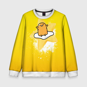 Детский свитшот 3D с принтом Gudetama , 100% полиэстер | свободная посадка, прямой крой, мягкая тканевая резинка на рукавах и понизу свитшота | Тематика изображения на принте: gudetama | анимешное яйцо | гудетама | желток | стекающее яйцо | яичница